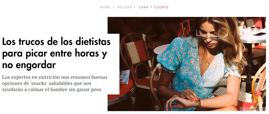 La Dra. Mar Lázaro explica en Hola.com los trucos para picar entre horas sin engordar